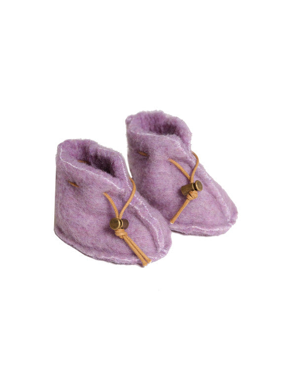 Chaussons bébé lien coulissant - parme