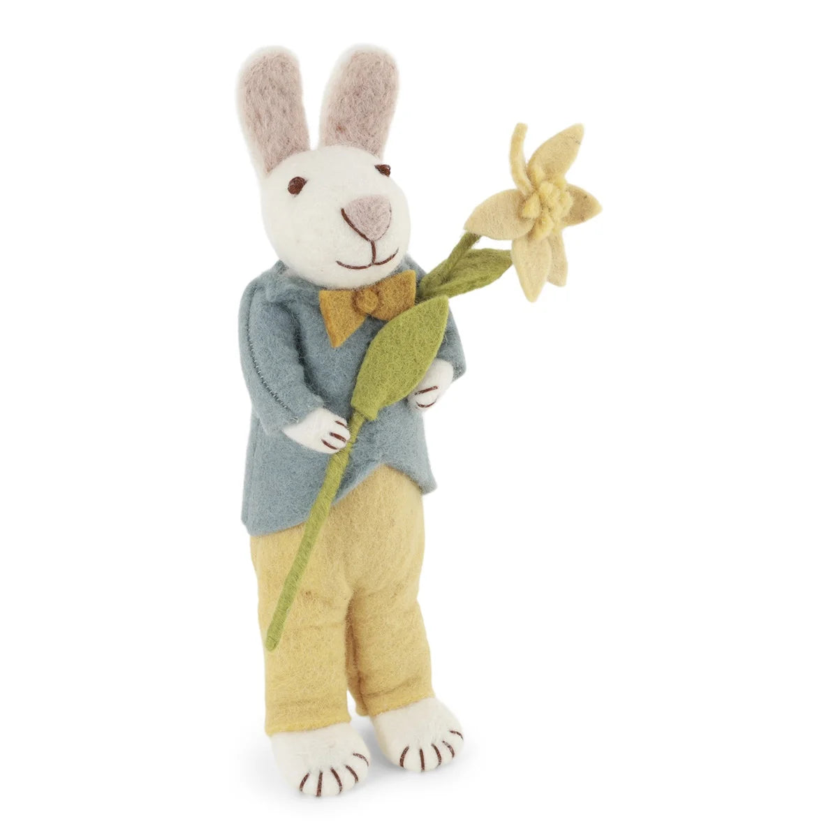 Grand lapin veste bleue à la jonquille