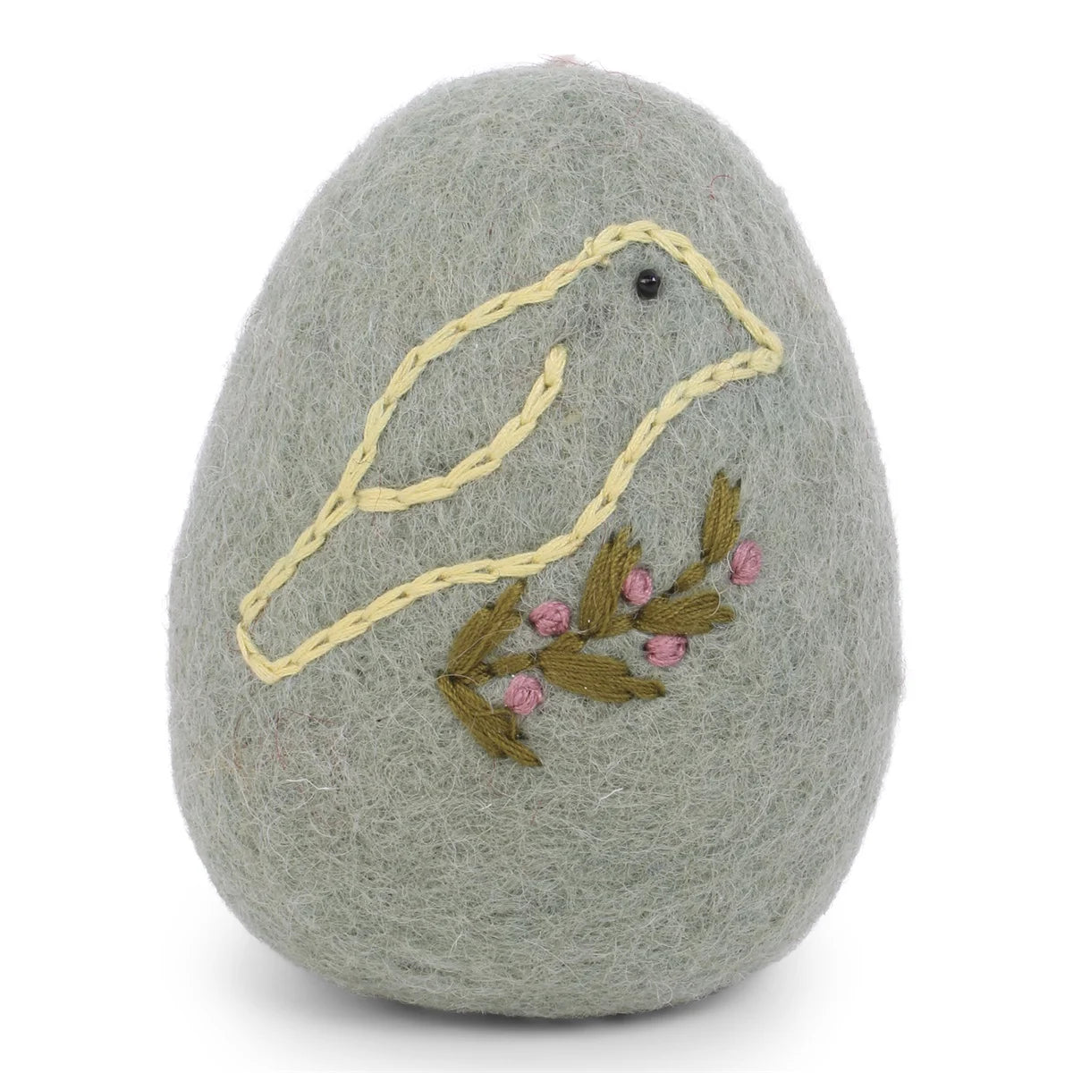 Oeuf à suspendre - broderie oiseau