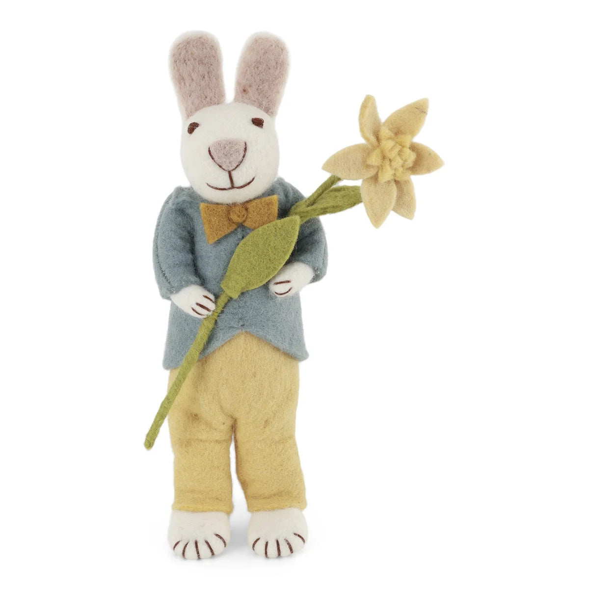 Grand lapin veste bleue à la jonquille