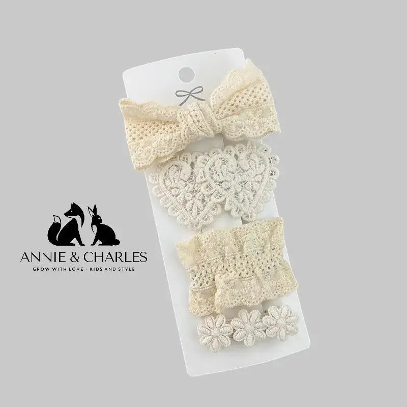 Ensemble 4 barrettes - écru Annie & Charles