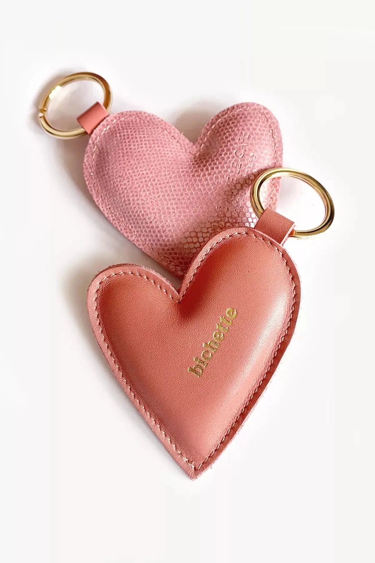 Porte-clés cuir - BICHETTE rose Barnabé aime le café