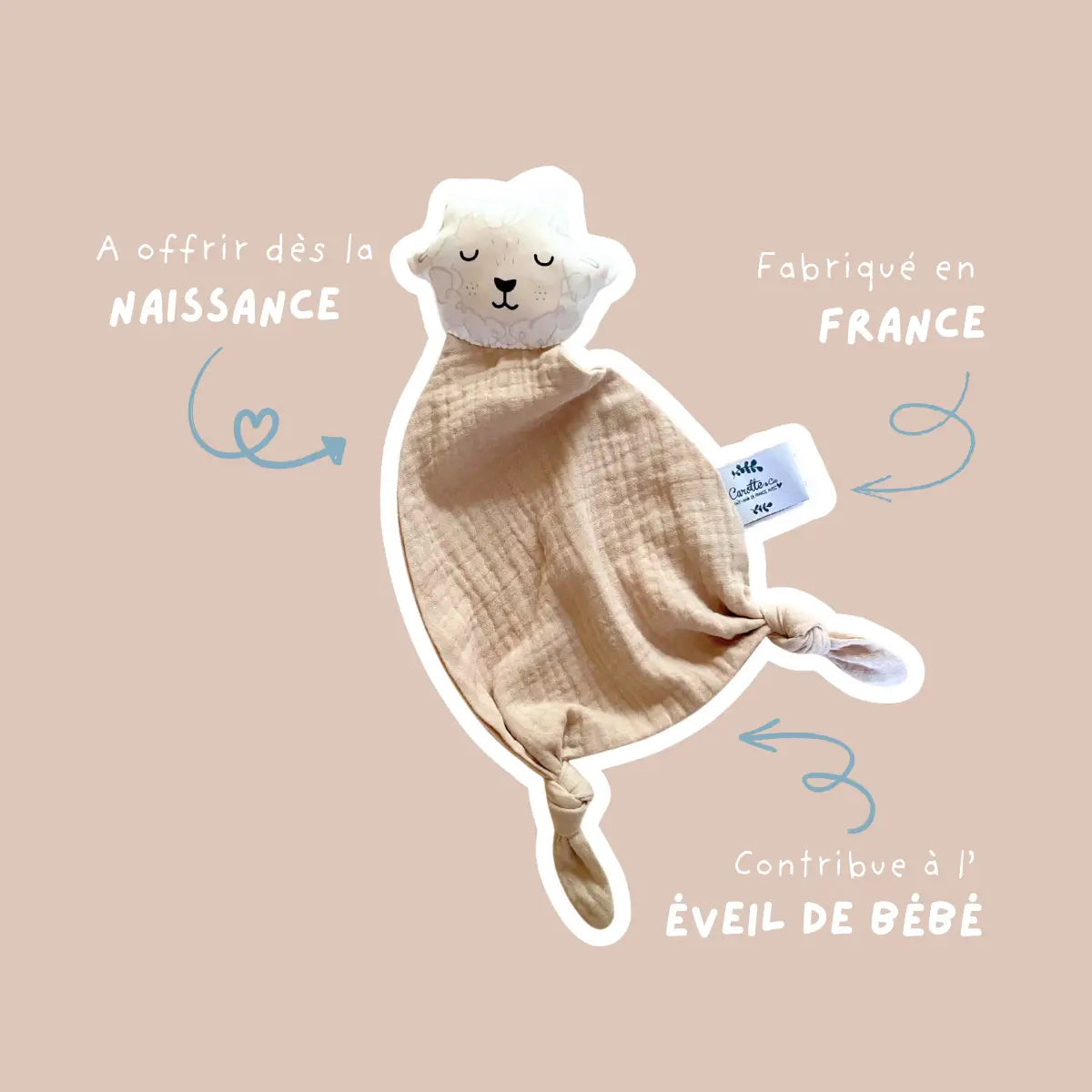 Doudou gaze de coton - mouton Carotte & cie