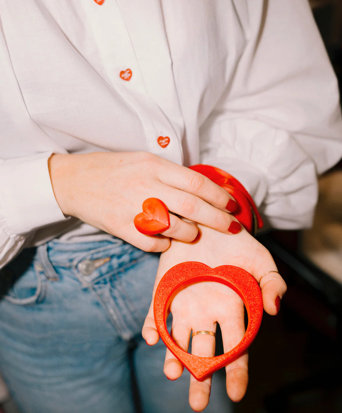 Bague coeur rouge