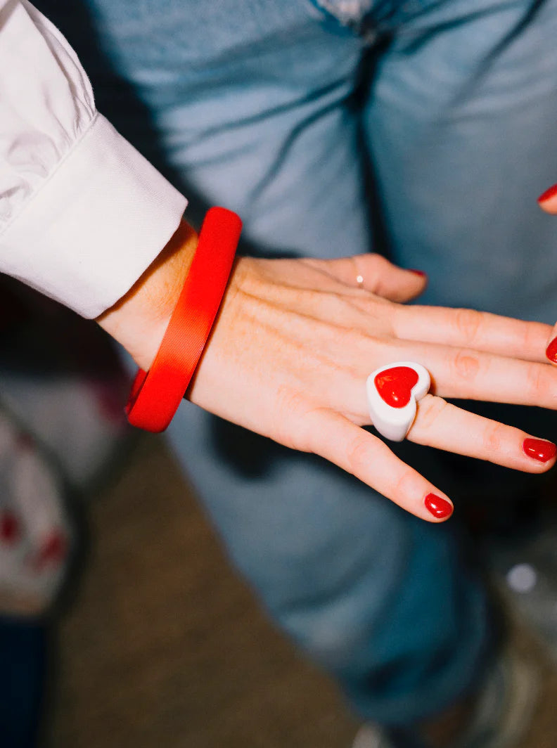 Bracelet coeur rouge (fin/large)