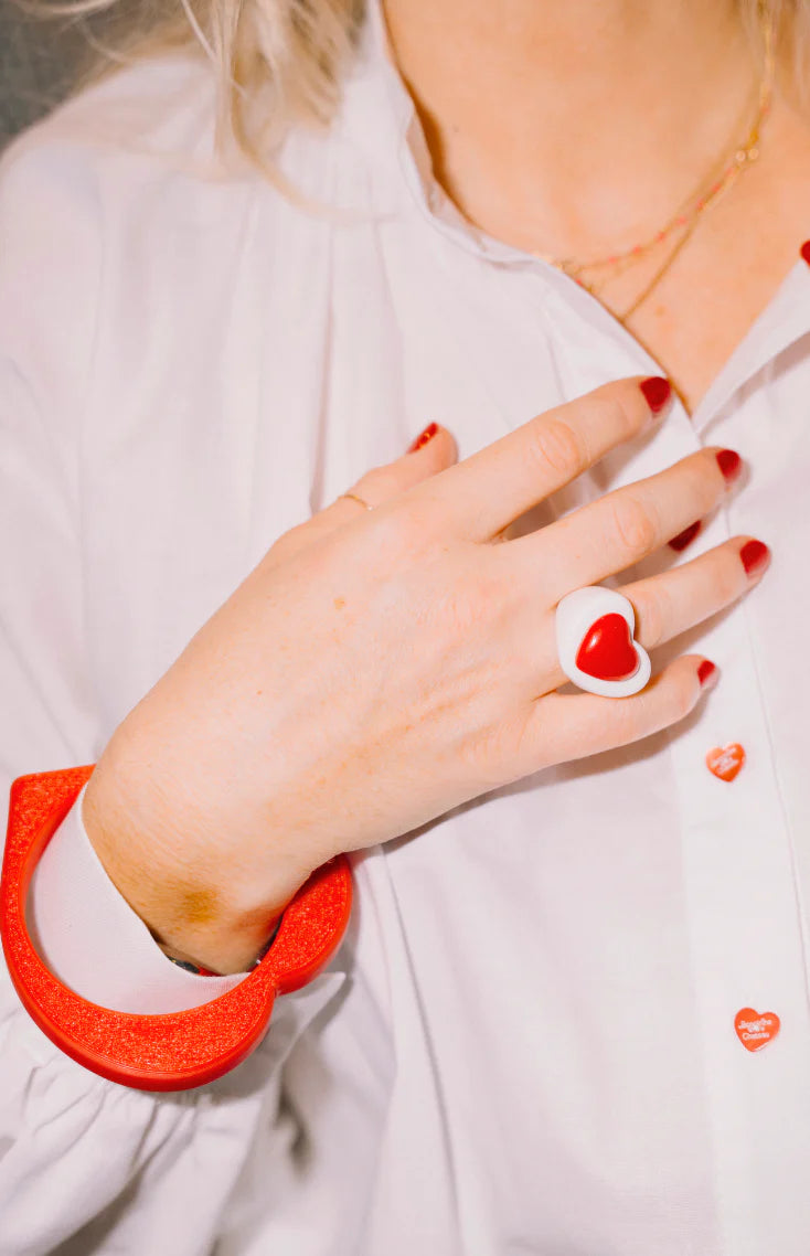 Bracelet coeur rouge (fin/large)