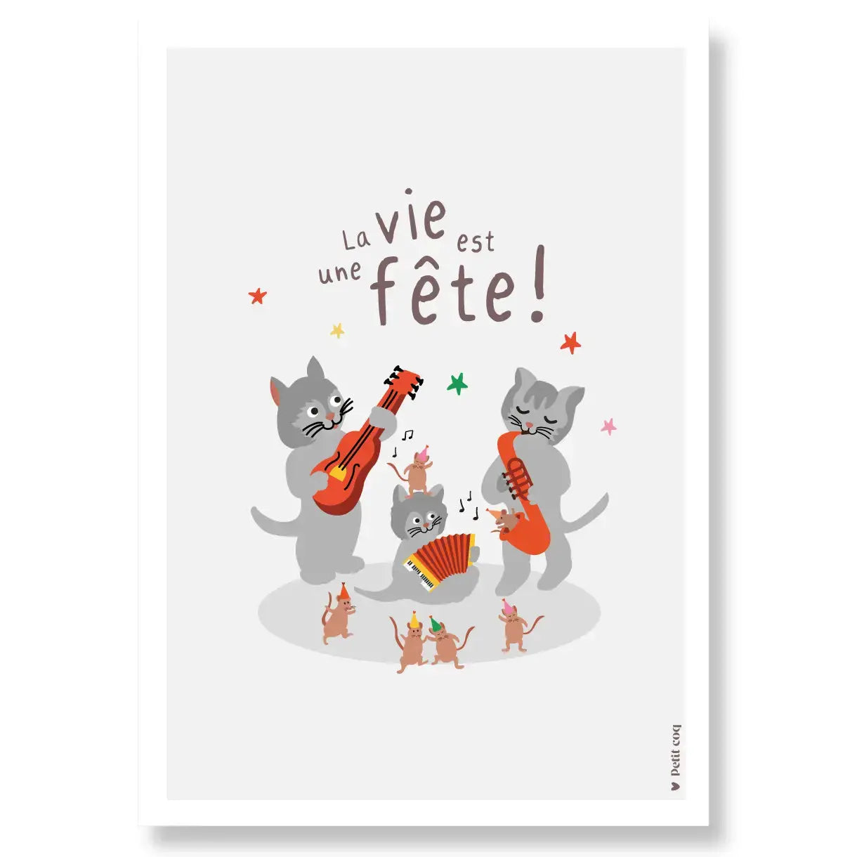 Affiche CHATS MUSICIENS Petit Coq