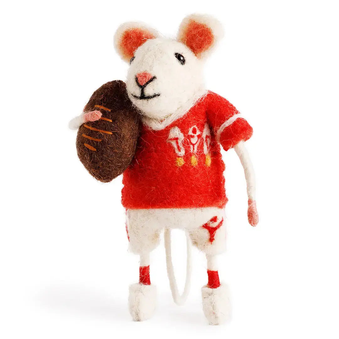 Souris rugby maillot rouge Sew Heart Felt