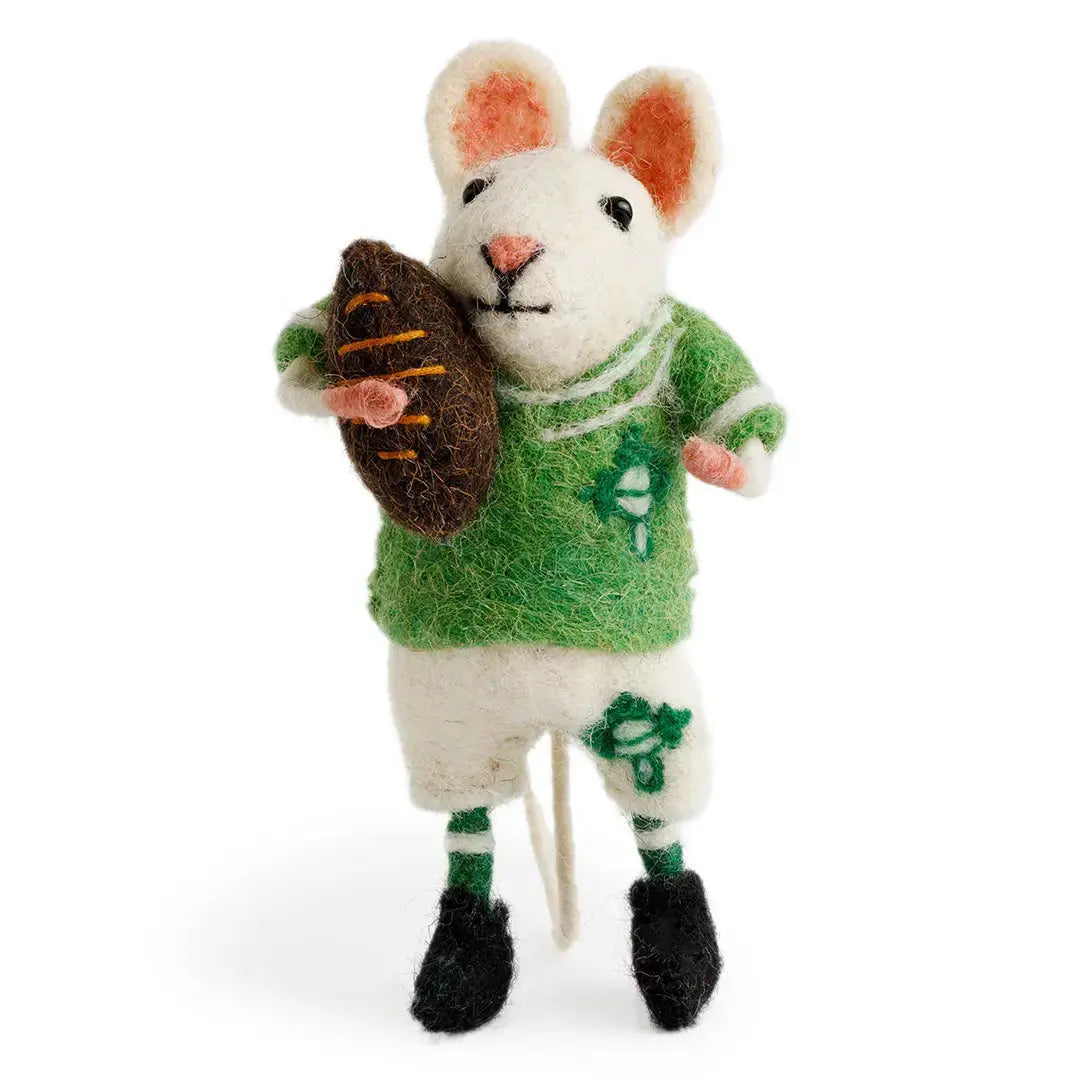 Souris rugby maillot vert Sew Heart Felt