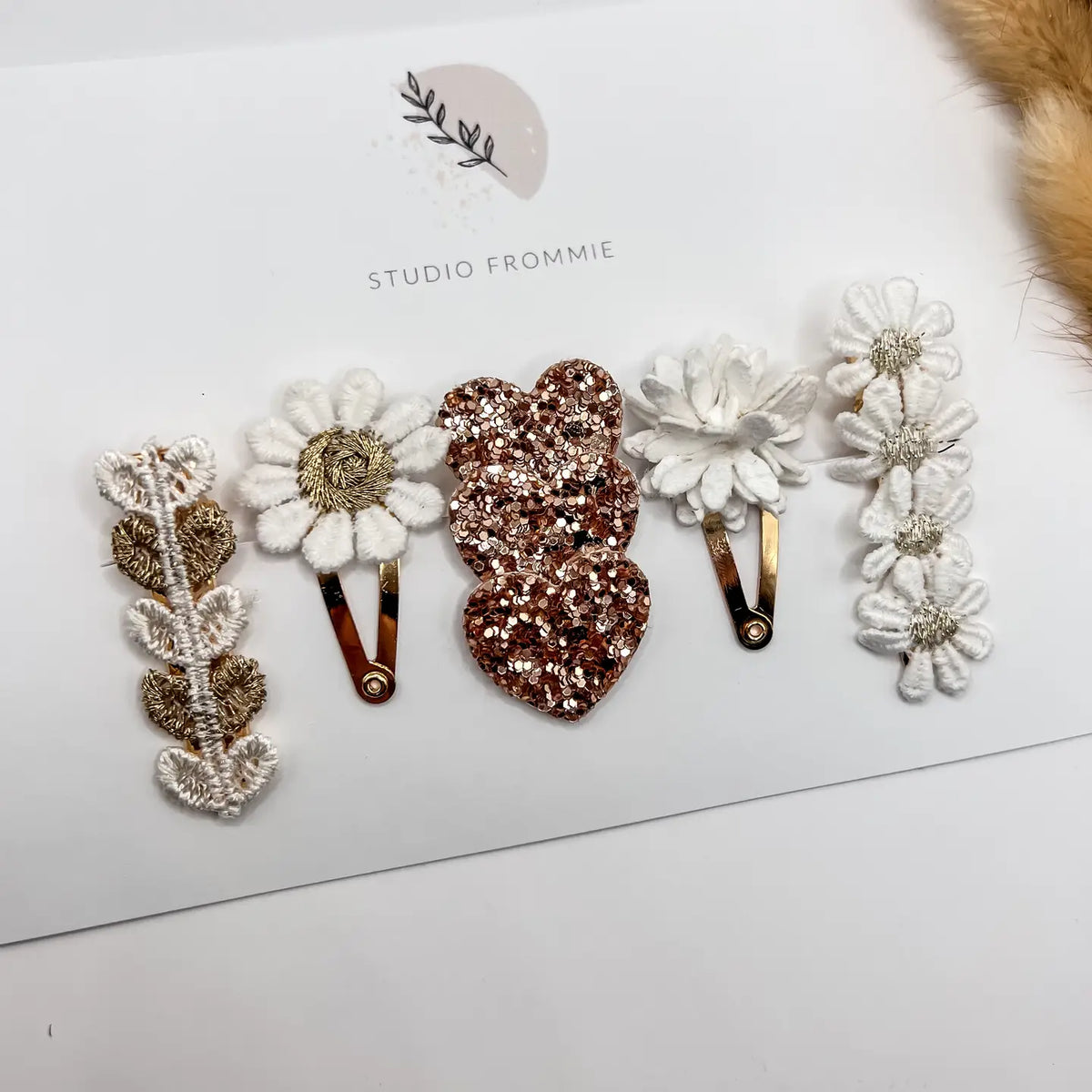 Ensemble 5 barrettes - Shabby paillettes