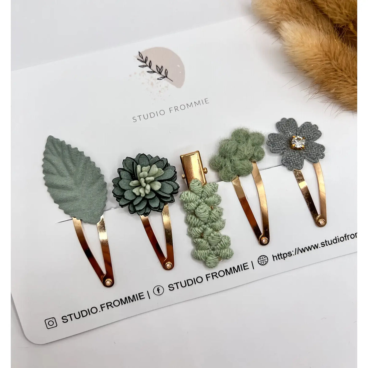 Ensemble 5 barrettes - vert
