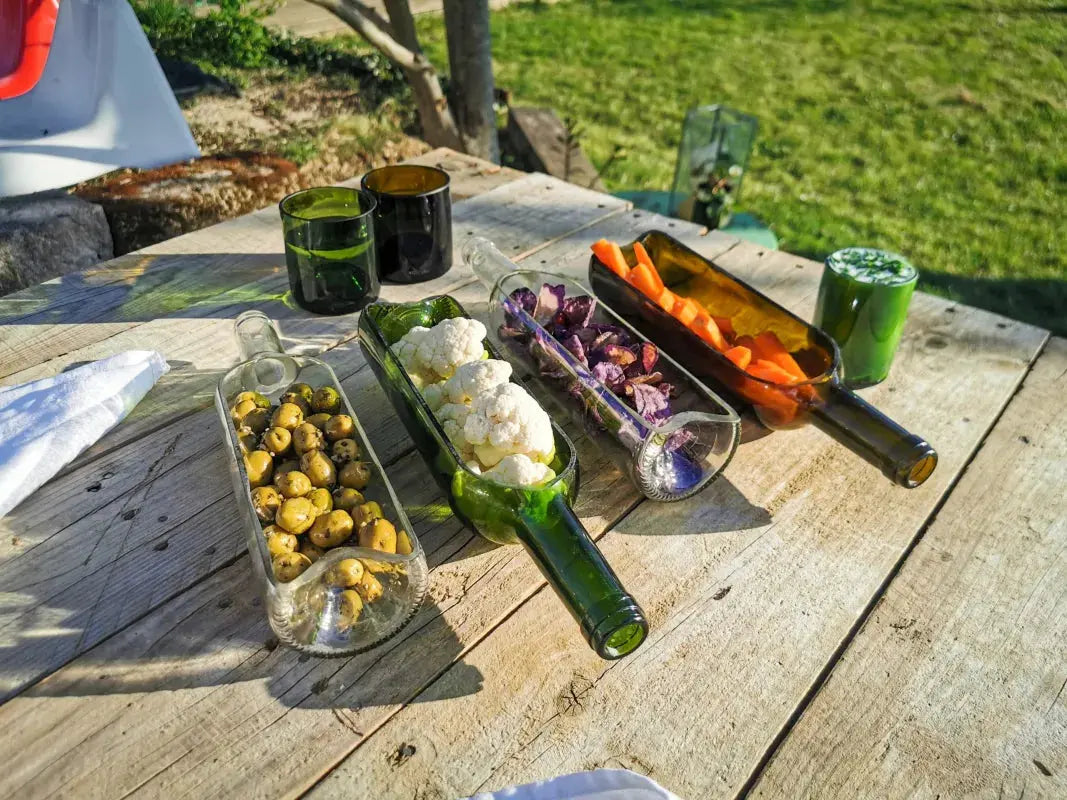 Saladiers issus de bouteilles de vin Plates et culottées