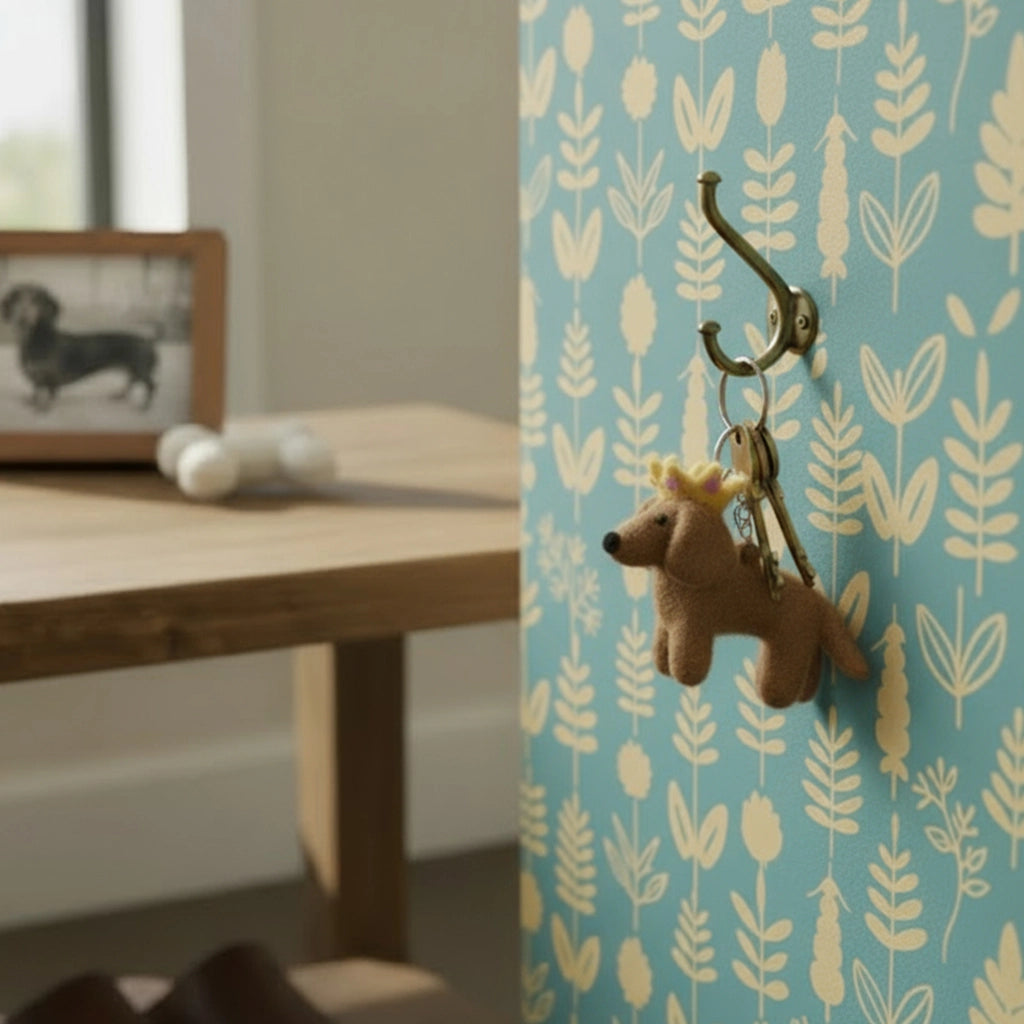 Porte clés en feutre - teckel