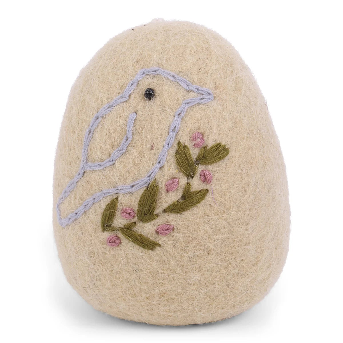 Oeuf à suspendre - broderie oiseau