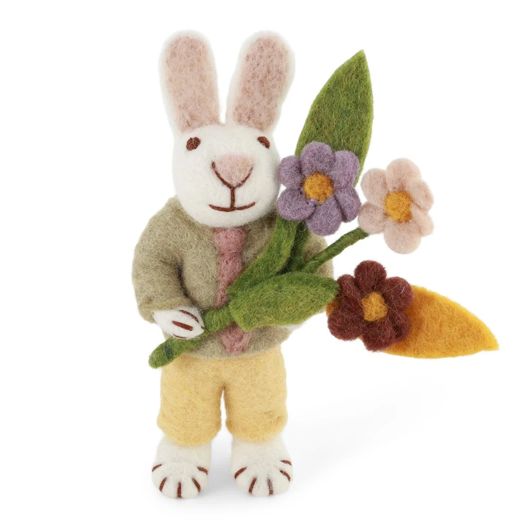 Lapin avec cravate et fleurs