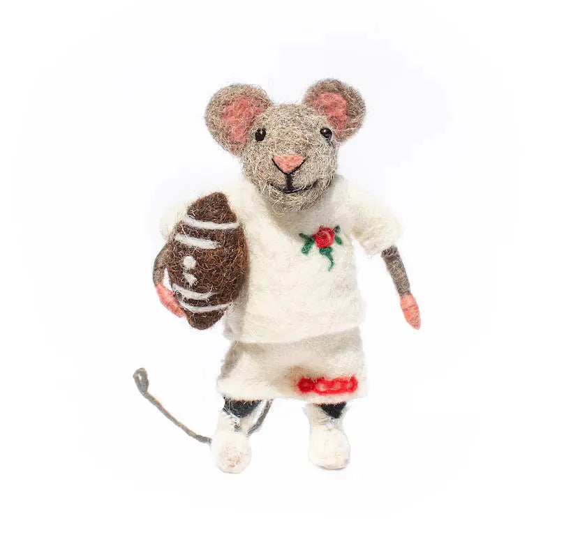 Souris rugby maillot blanc Sew Heart Felt