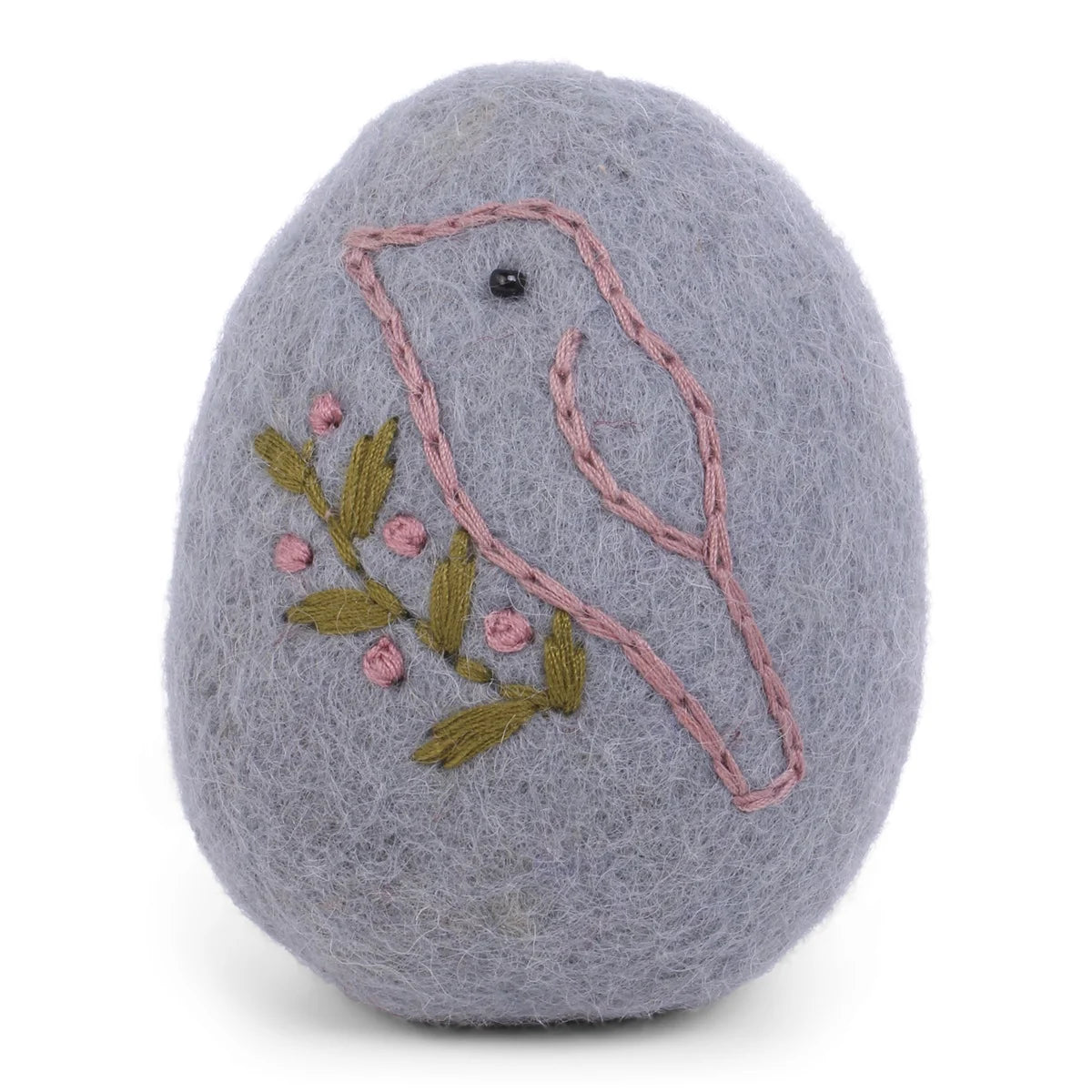 Oeuf à suspendre - broderie oiseau