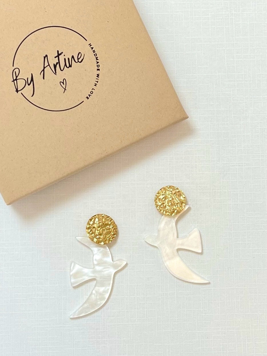 Boucles d'oreilles - Sprintime - oiseaux nacrés