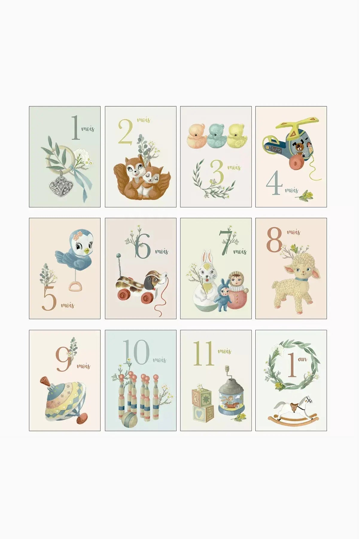 Cartes 12 premiers mois Barnabé aime le café