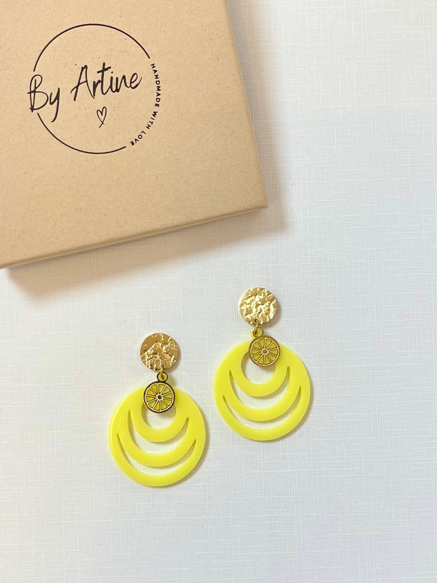 Boucles d'oreilles - Lemon - tranche ajourée