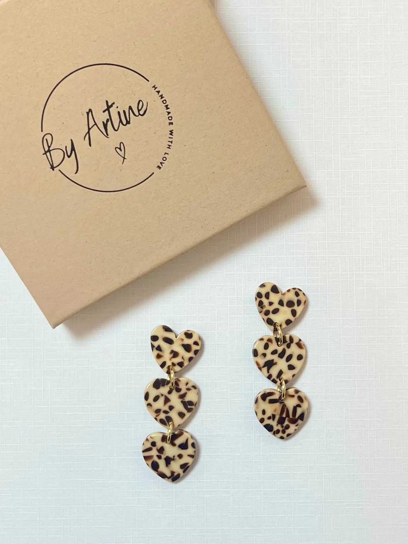 Boucles d'oreilles - Moka - coeurs en trio BY ARTINE