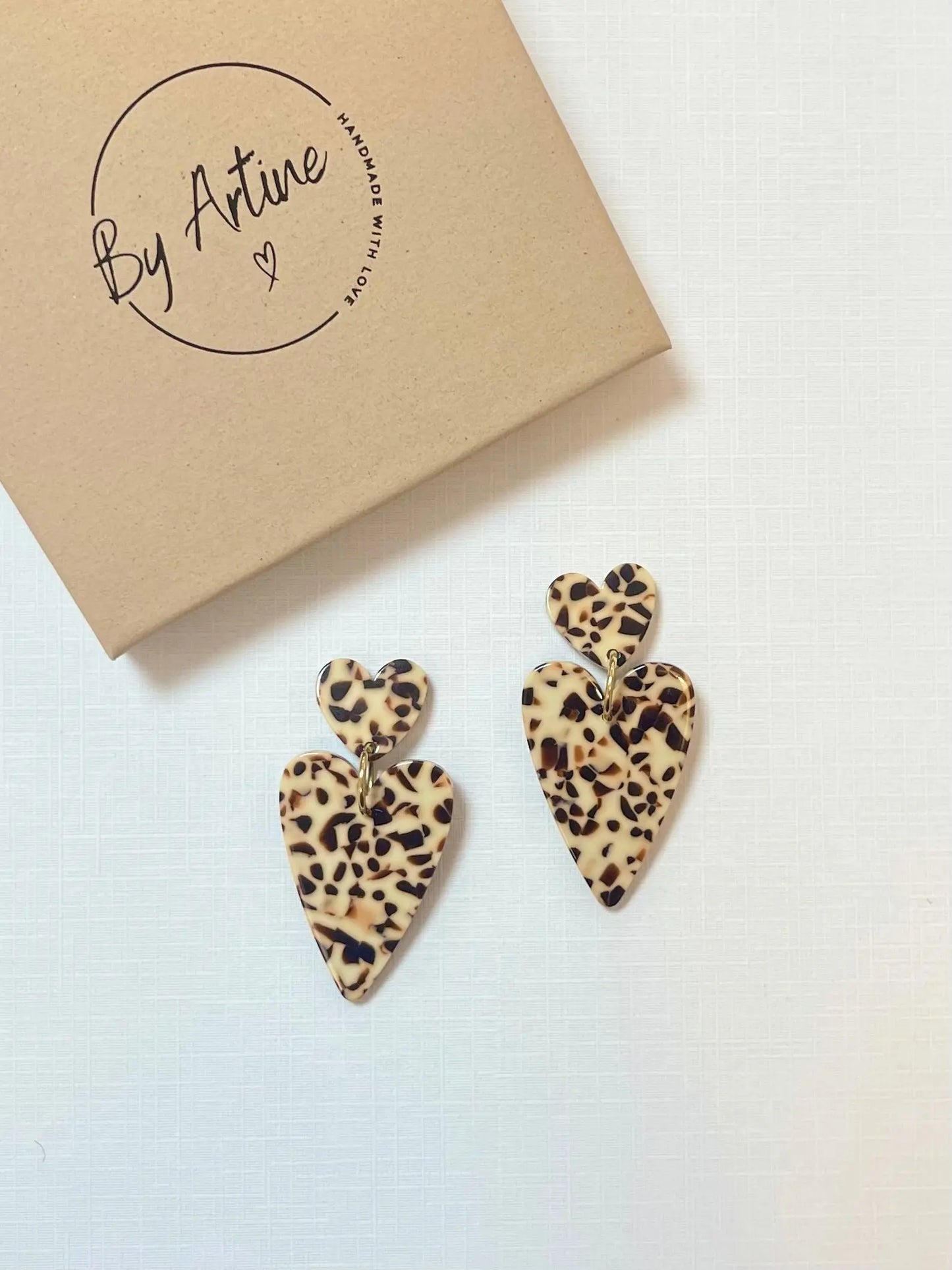Boucles d'oreilles - Moka - coeurs en duo BY ARTINE