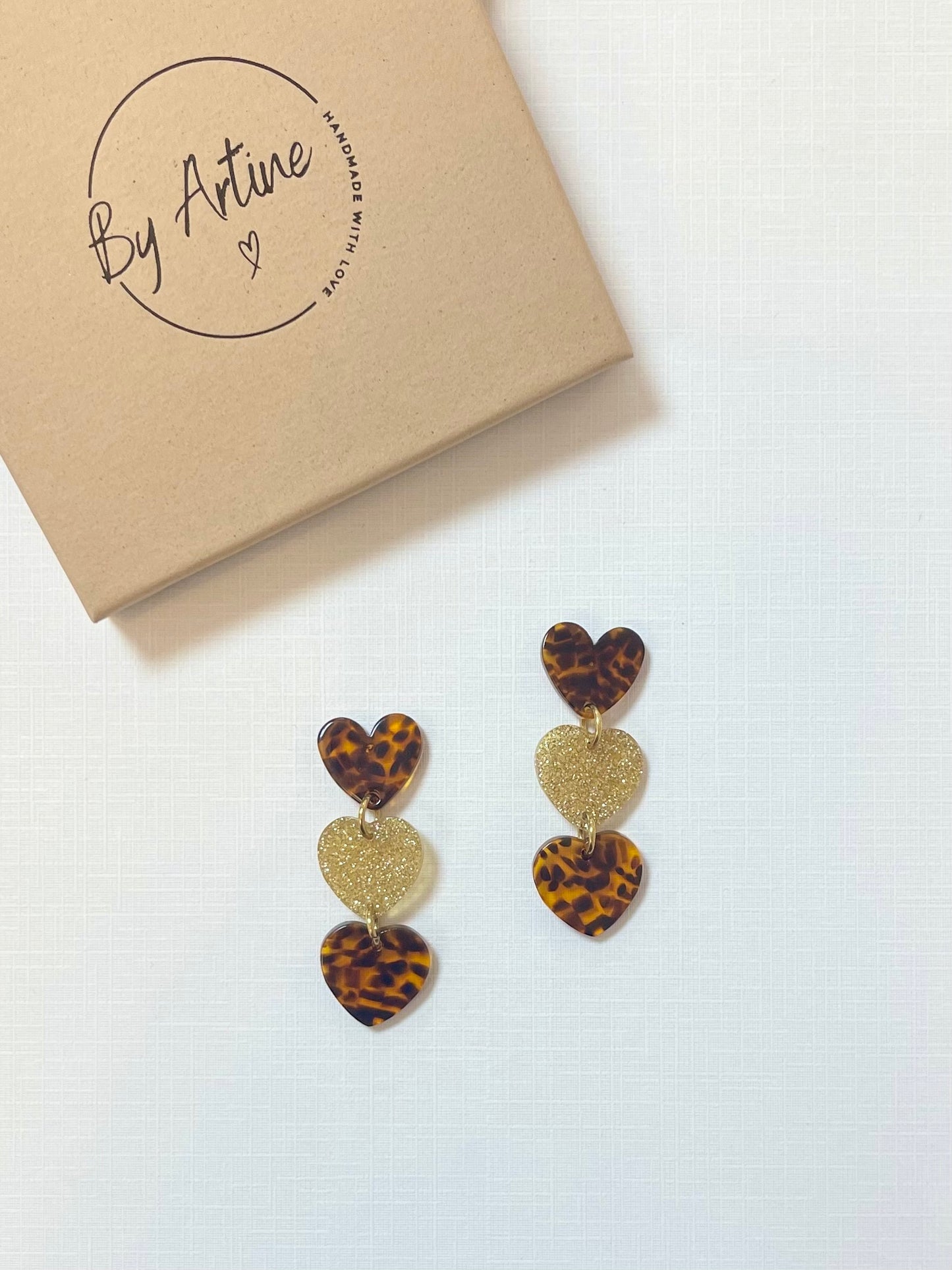 Boucles d'oreilles - Graou - coeurs en trio (1 pailleté)