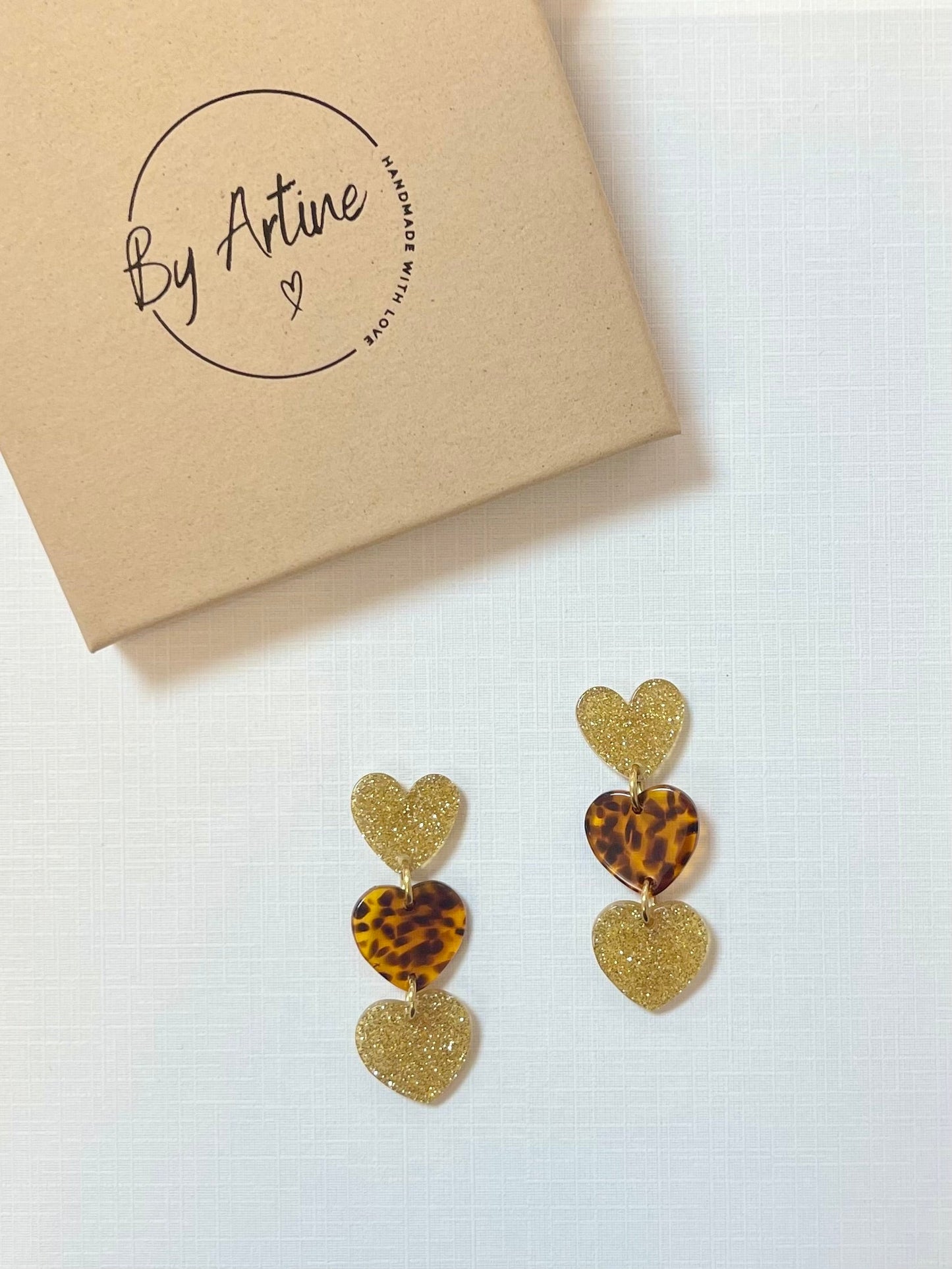 Boucles d'oreilles - Graou - coeurs en trio (2 pailletés) BY ARTINE