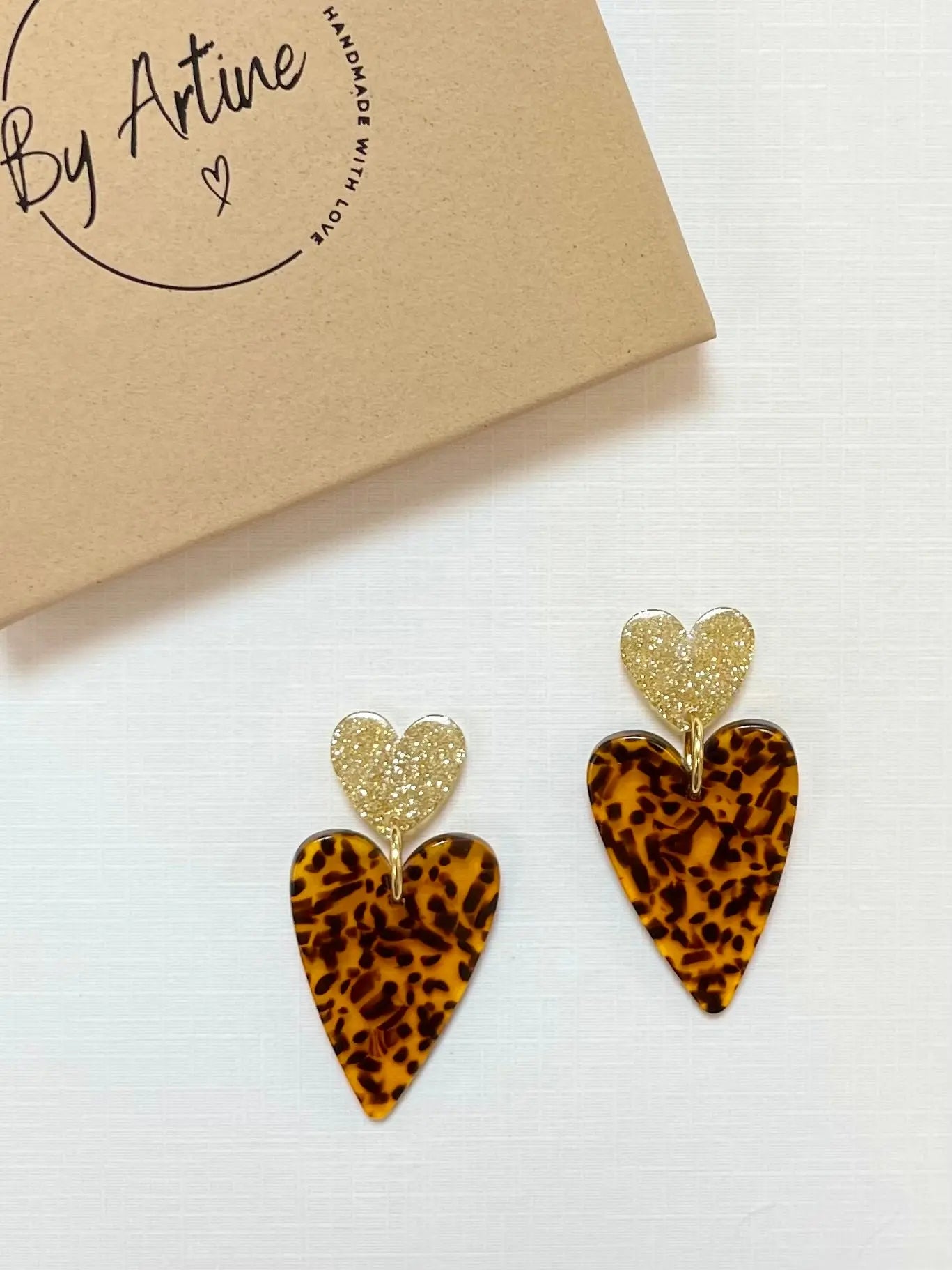 Boucles d'oreilles - Graou - coeurs en duo paillettes BY ARTINE