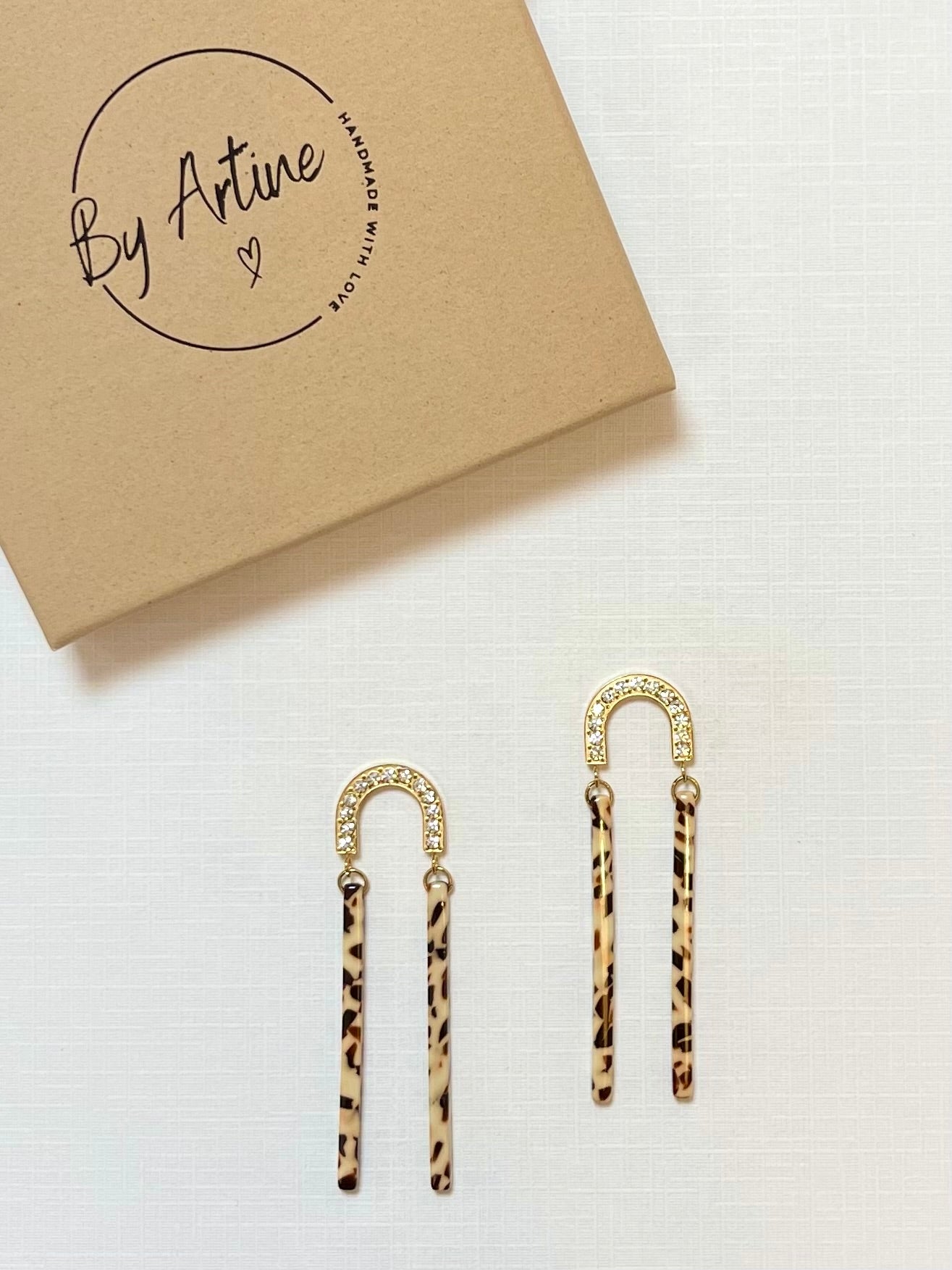 Boucles d'oreilles - Moka - baguettes strass