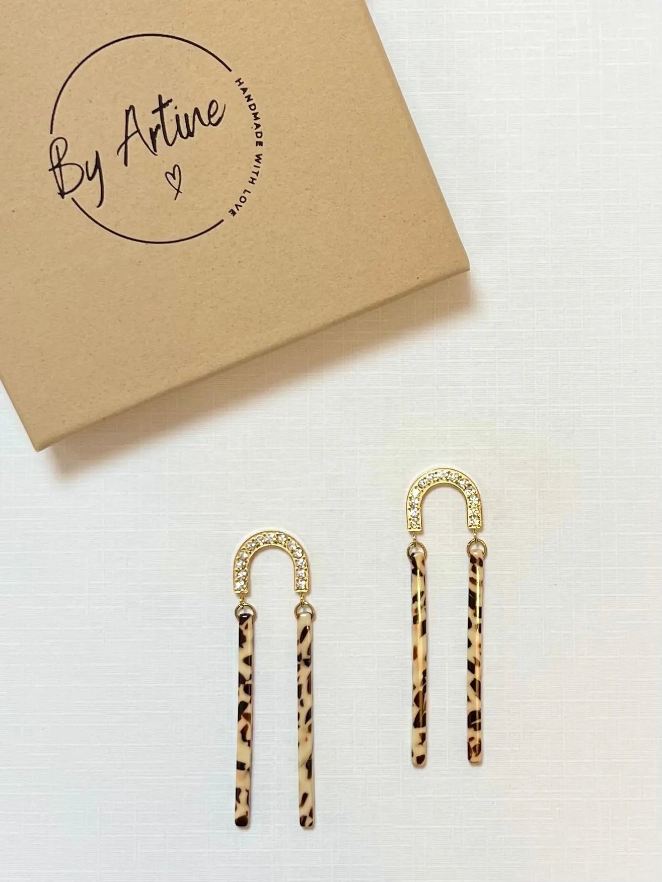 Boucles d'oreilles - Moka - baguettes strass BY ARTINE