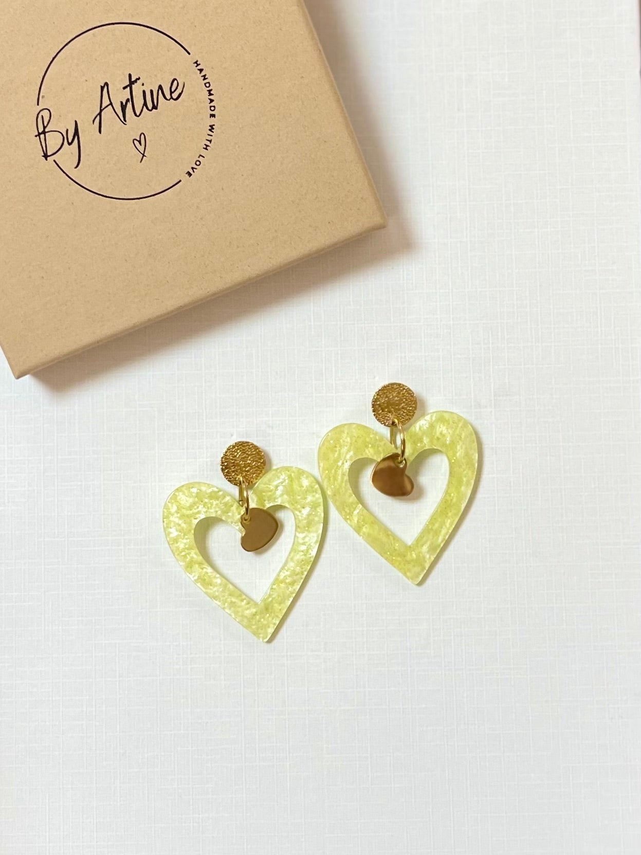 Boucles d'oreilles - Big Love - petit coeur - vert BY ARTINE