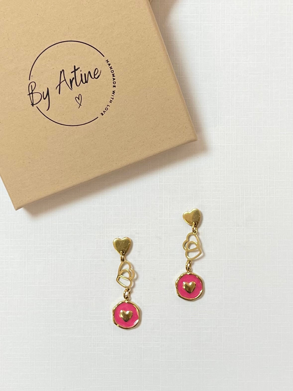 Boucles d'oreilles - Big Love - cascade dorée rose BY ARTINE