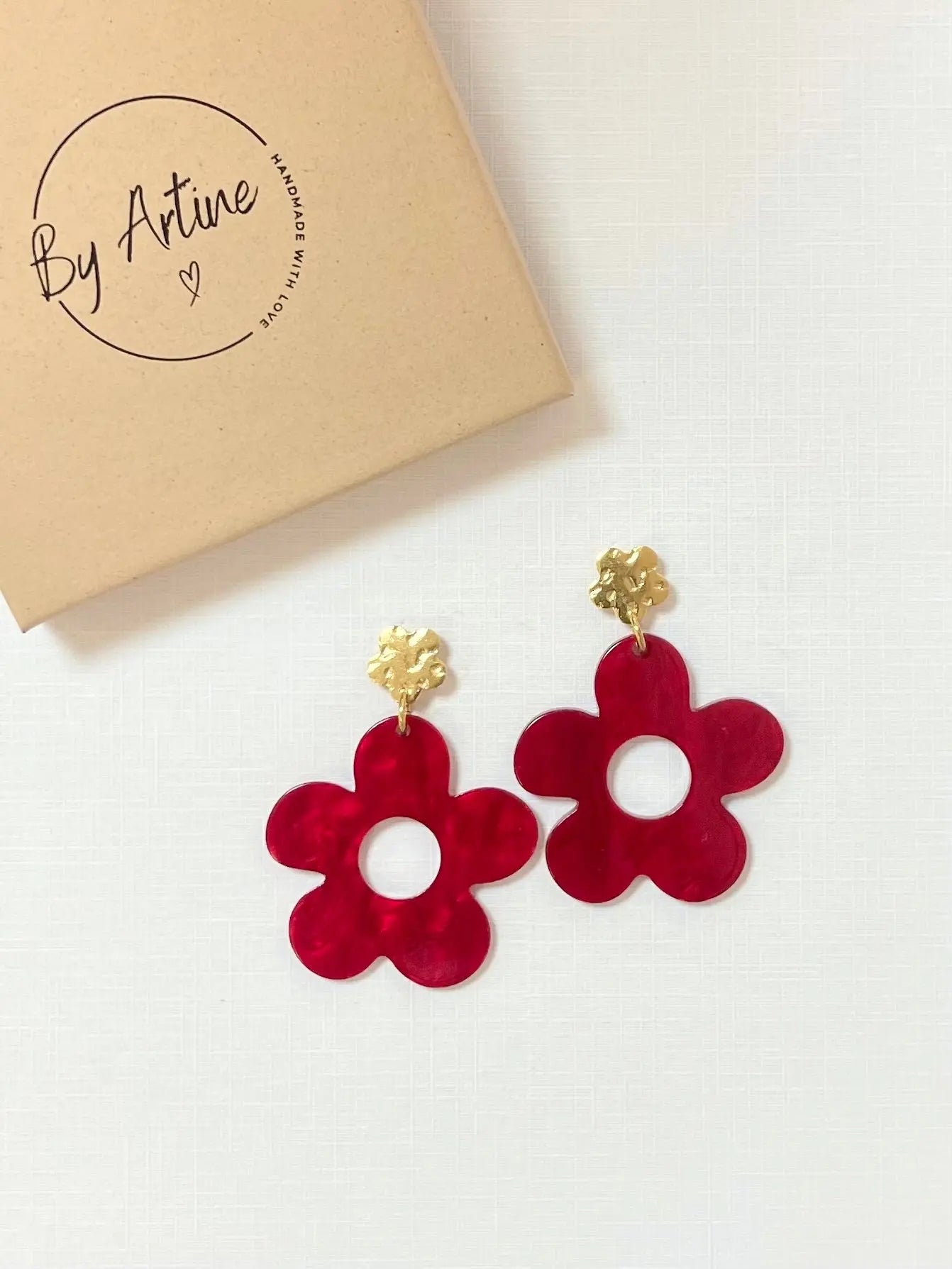 Boucles d'oreilles - Fleurs rouges BY ARTINE