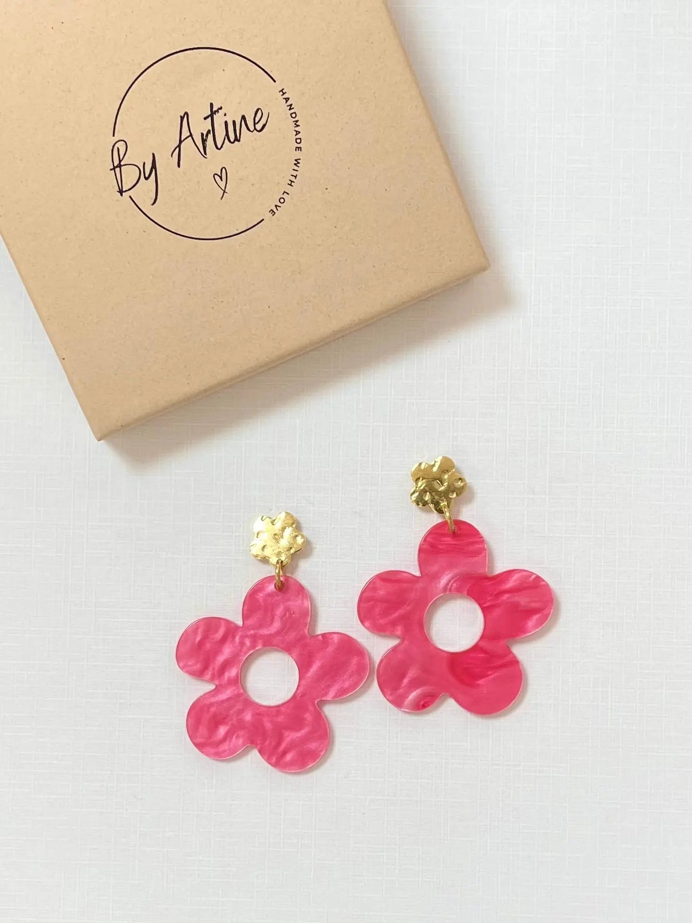 Boucles d'oreilles - Fleurs roses BY ARTINE