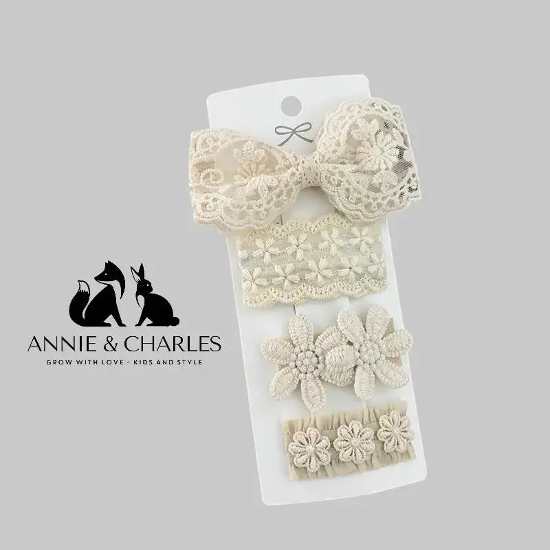 Ensemble 4 barrettes - écru Annie & Charles