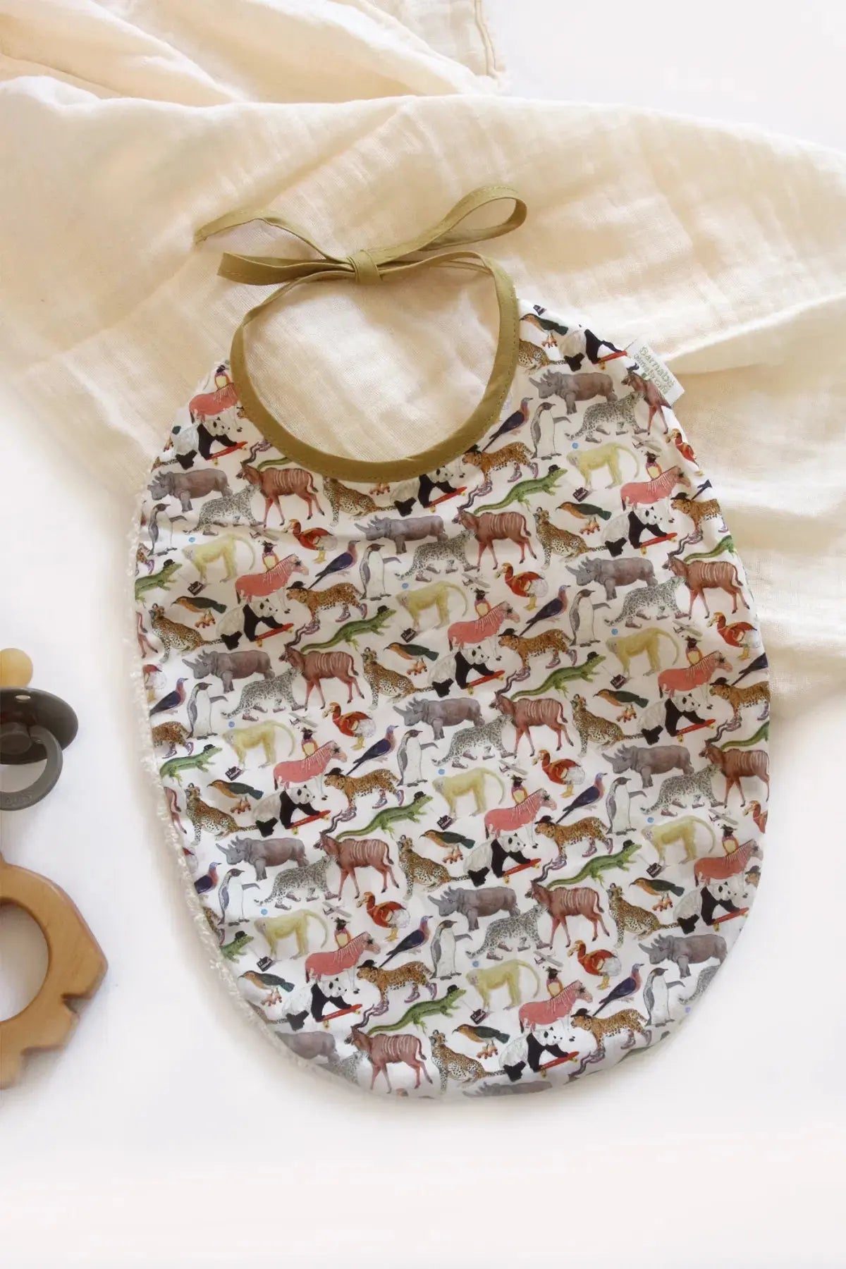 Bavoir Barnabé Liberty ANIMAUX - BY ARTINE Barnabé aime le café