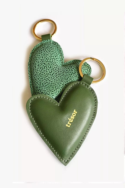 Porte-clés cuir - TRESOR vert