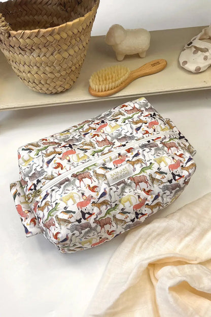 Trousse de toilette Barnabé - Liberty ANIMAUX - BY ARTINE Barnabé aime le café