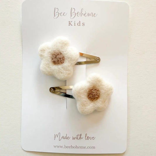 Barrettes fleurs (laine feutrée)