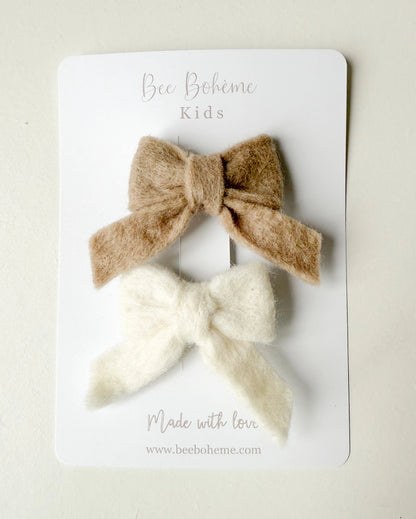 Barrettes noeuds (laine feutrée)