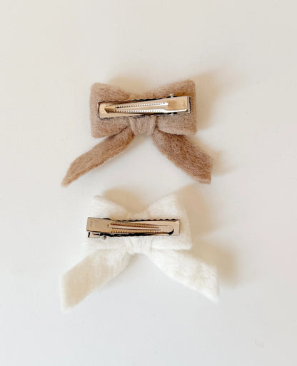 Barrettes noeuds (laine feutrée)