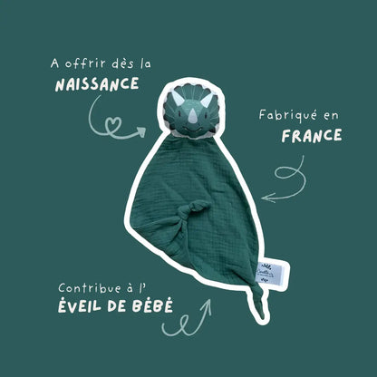 Doudou gaze de coton - dinosaure Carotte & cie