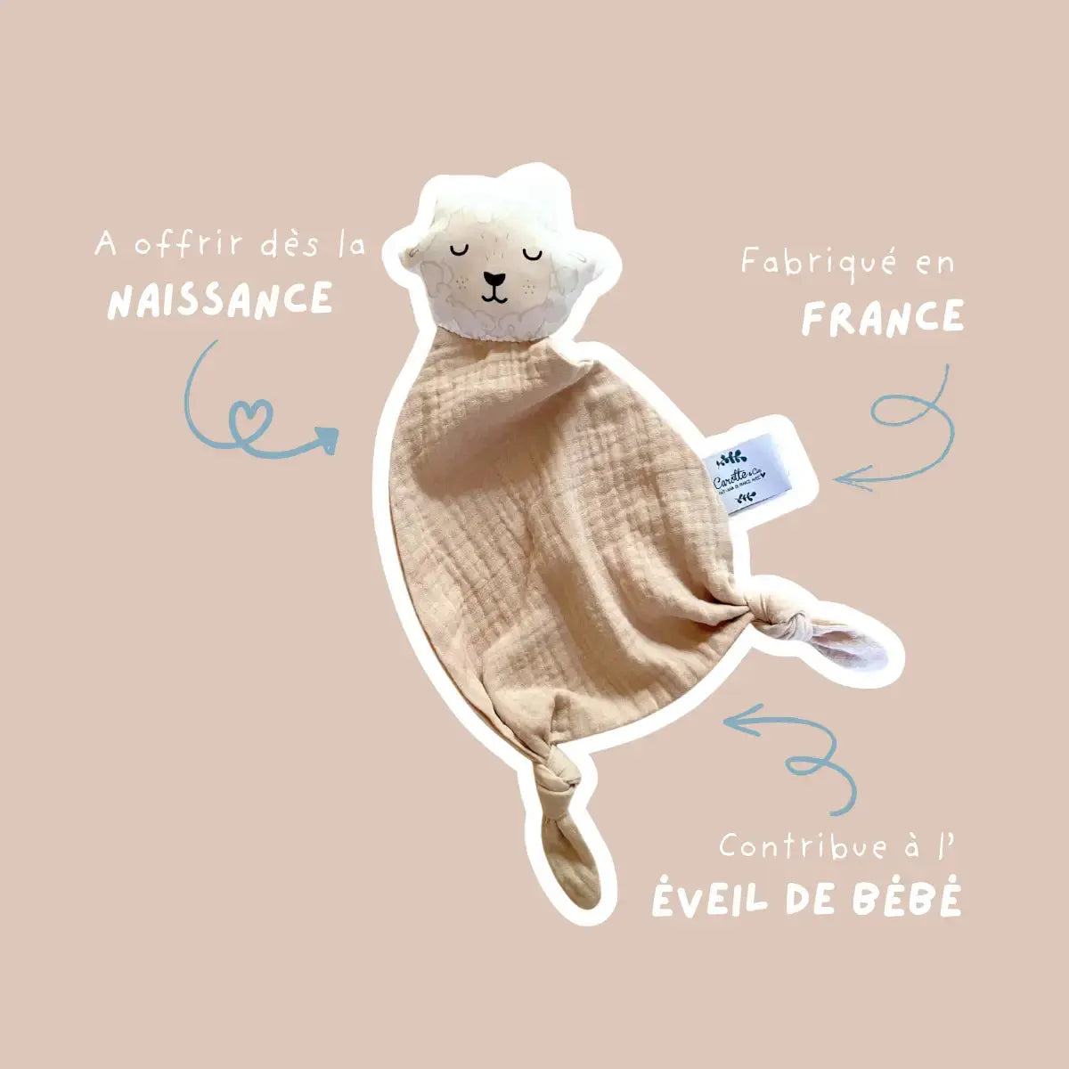 Doudou gaze de coton - mouton Carotte & cie