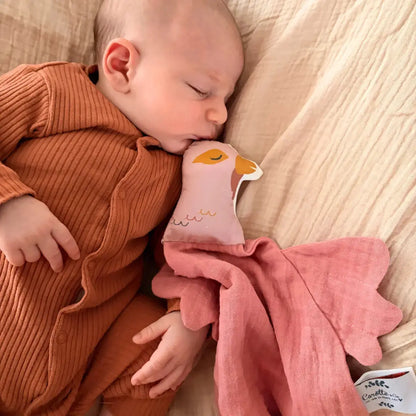 Doudou gaze de coton - oiseau Carotte & cie