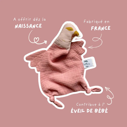 Doudou gaze de coton - oiseau Carotte & cie