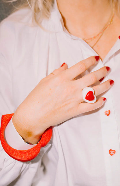 Bracelet coeur rouge (fin/large)