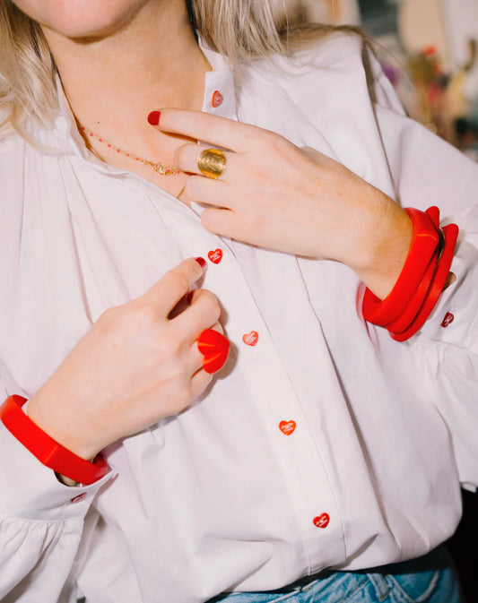 Bracelet coeur rouge (fin/large)