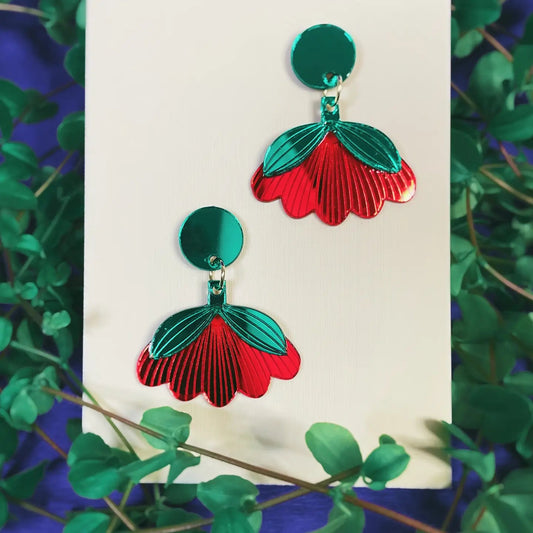 Boucles d'oreilles - Maxi fleurs rouges Le strict maximum