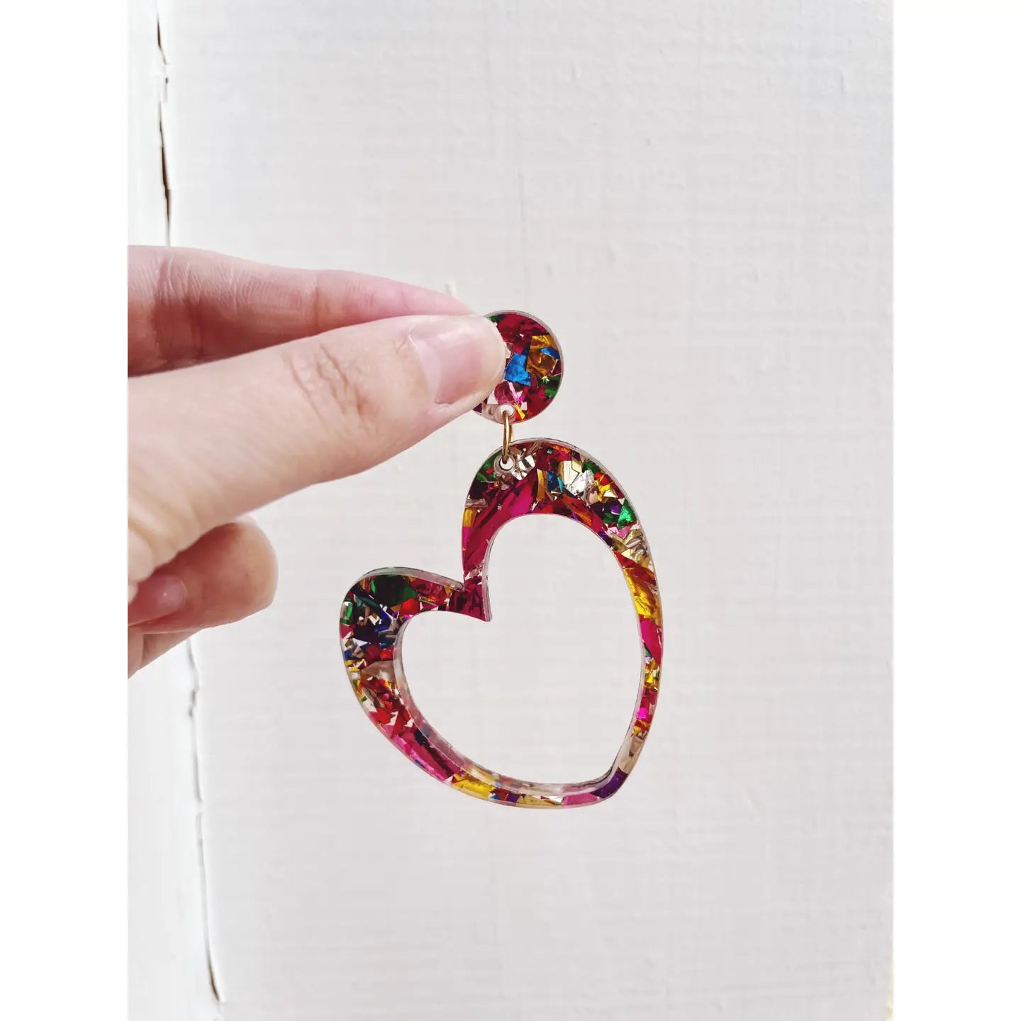 Boucles d'oreilles - grands coeurs paillettes Le strict maximum